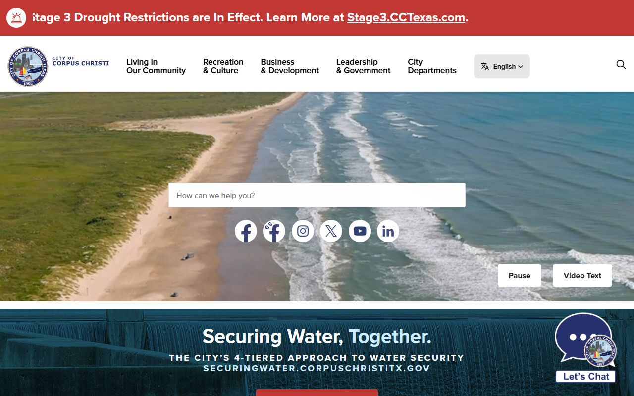 Corpus Christi city government site for traffic and court services