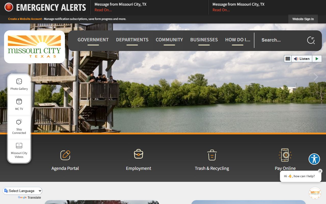 Missouri City portal for traffic ticket records and municipal court services