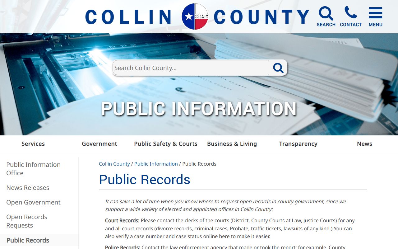 Collin County public records portal