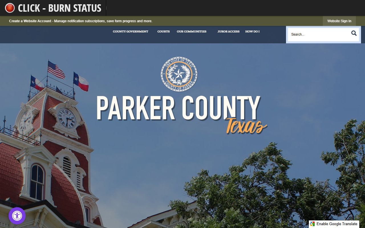 Parker County Texas website county portal for traffic ticket records