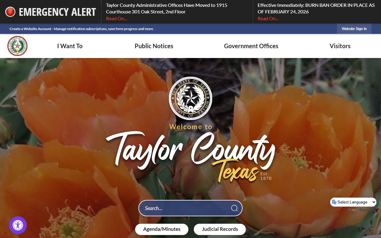 Taylor County Texas official website and records portal